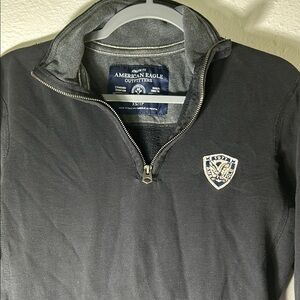 American Eagle Black Quarter-Zip Pullover